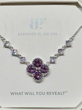 Bomb Party The Sterling Club “The Carmella Necklace” Amethyst CZ Clover Pendant